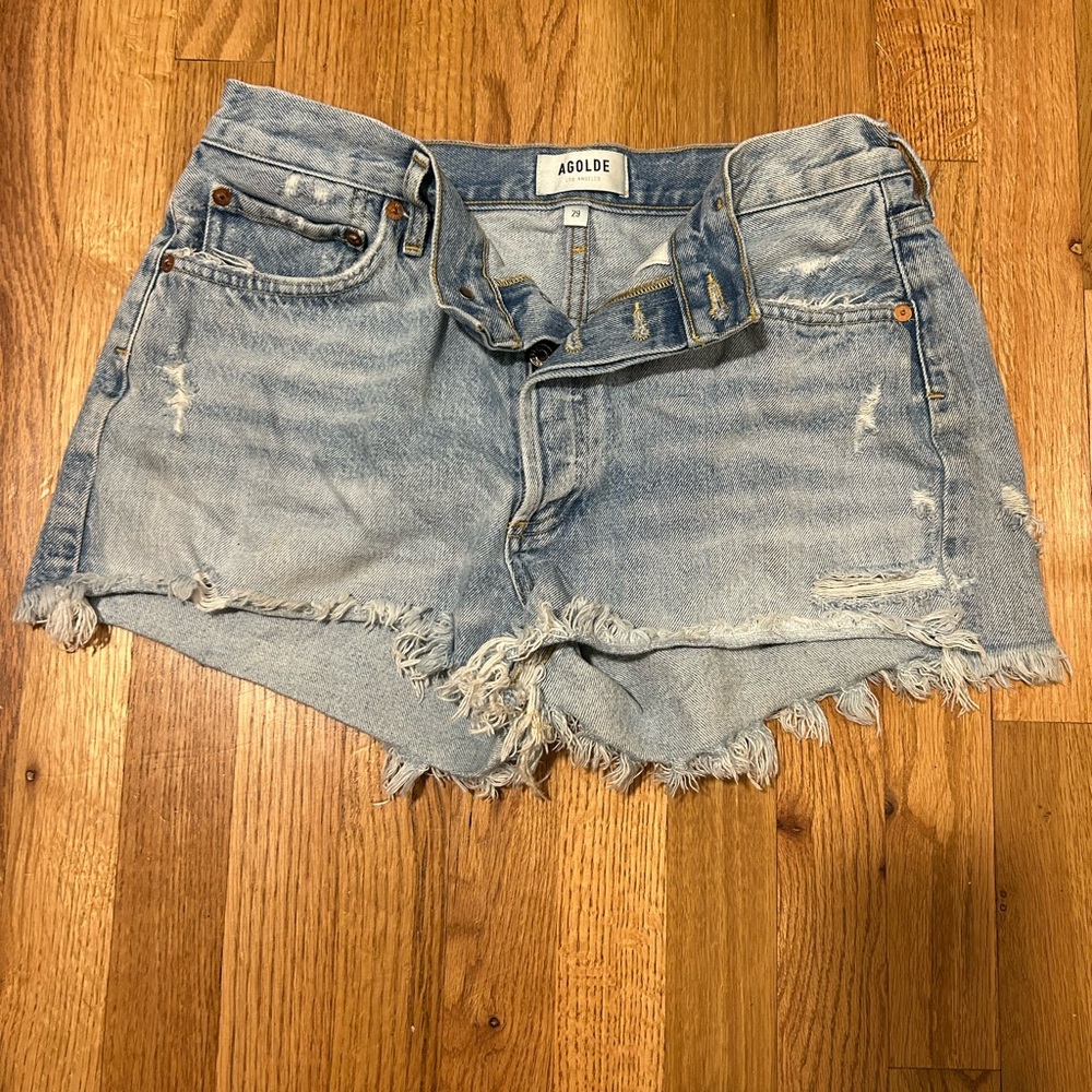 Agolde Parker Style Light Blue Denim Shorts